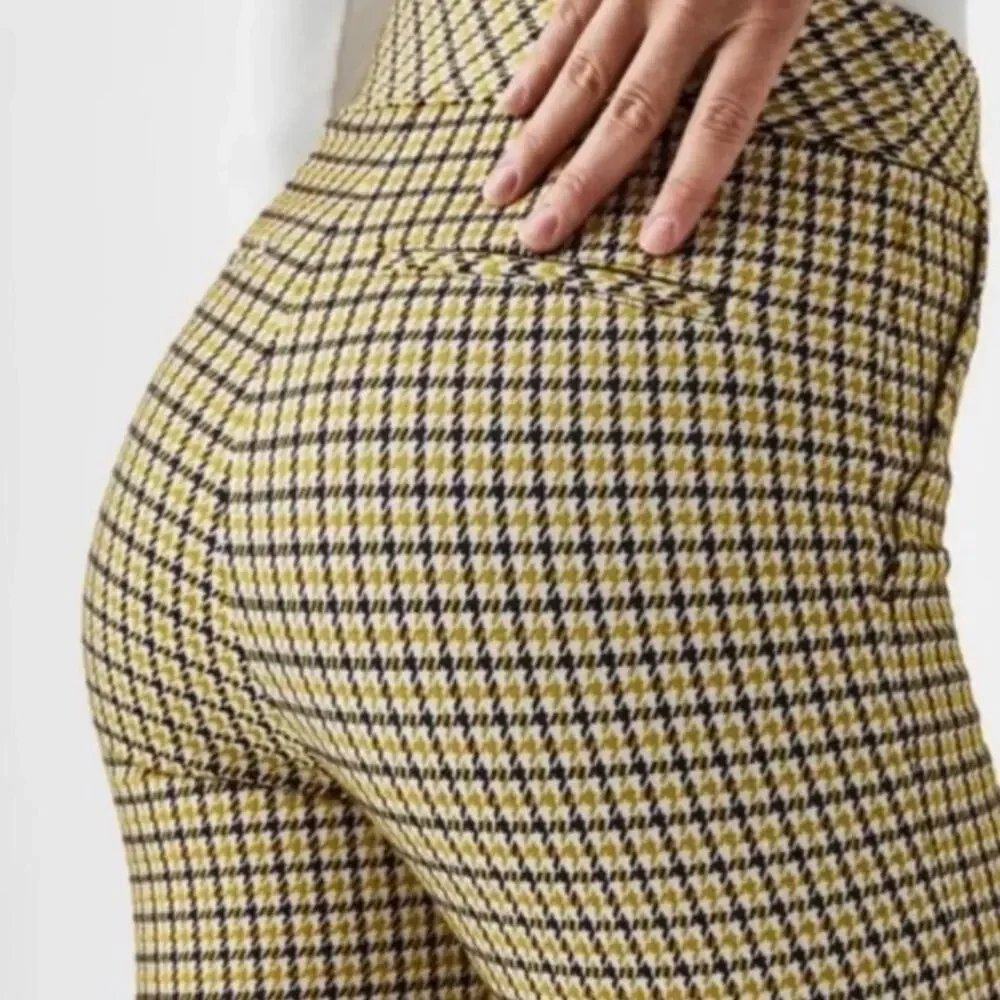 Spanx The Perfect Ankle Pants Kick Flare Size 1X Dijon Houndstooth Ponte Pull On - Picture 6 of 13